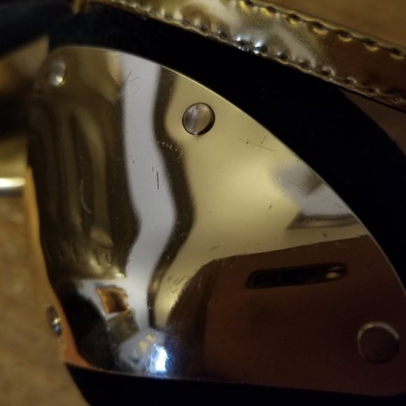 LILIANA Black and Gold 4 inch Heels - Picture 2 of 8